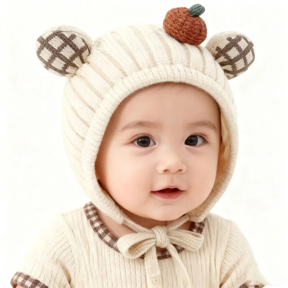 Cute Winter Baby Crochet Hat Cold-Resistant 5-24 Months Toddler's Plush Knitted Hat Breathable Windproof Kids Ear Protection Hat
