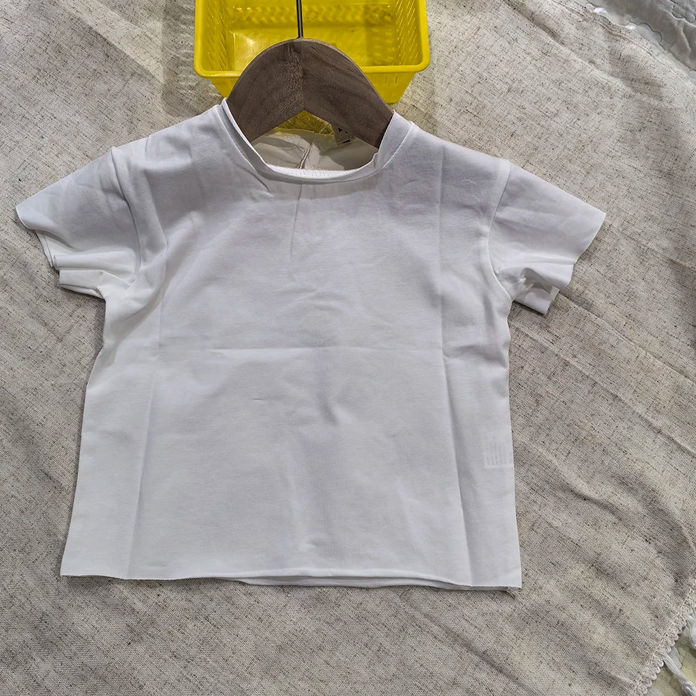 0-4 Yrs Toddler Kid Baby Boys Girls Clothes Summer Cotton T Shirt Short Sleeve Solid Color Vintage Tshirt Children Tops Infant