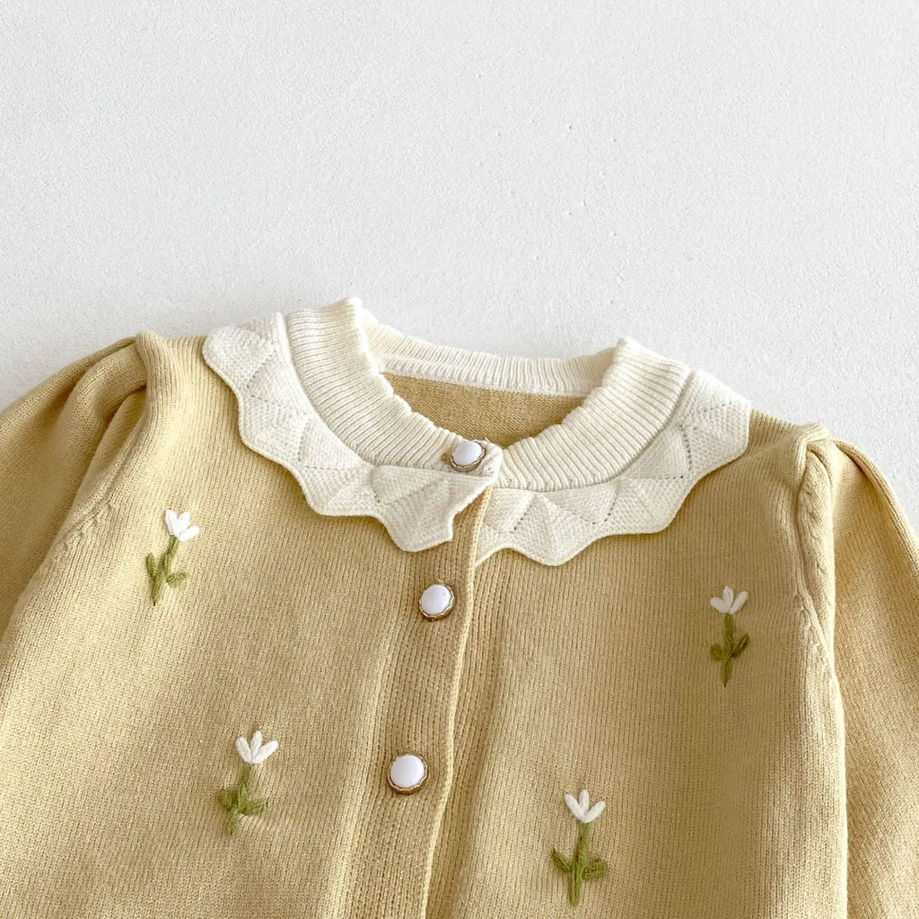 ZOETOPKID Autumn 0-3Yrs Children Clothes Infant Baby Girls Knitting Cute Embroidered Cardigan Newborn Baby Girls Sweater Coat