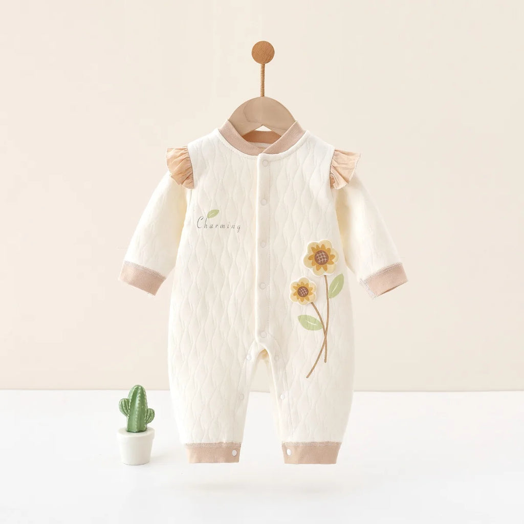 Baby Girl Cute Clothes Newborn Baby Warm Spring Autumn Outwear Jumpsuit Infant 0-18Months Soft Pure Cotton Casual Bodysuit