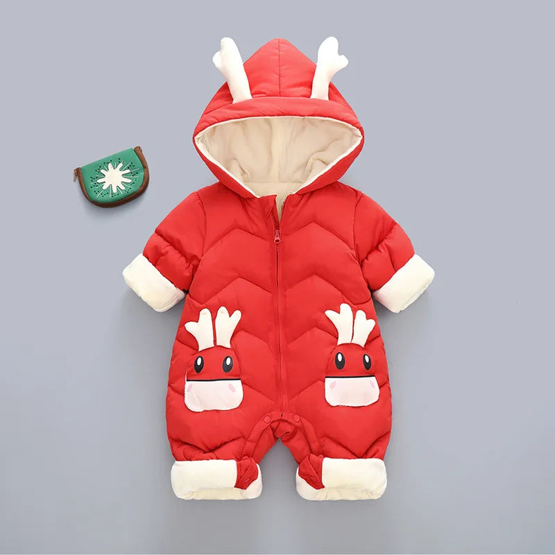 Newborn Clothes  Winter Cozy Winter Jumpsuit for Newborns, Warm Snug-Fit Romper with Hood, Soft Active Play Wear for Babies