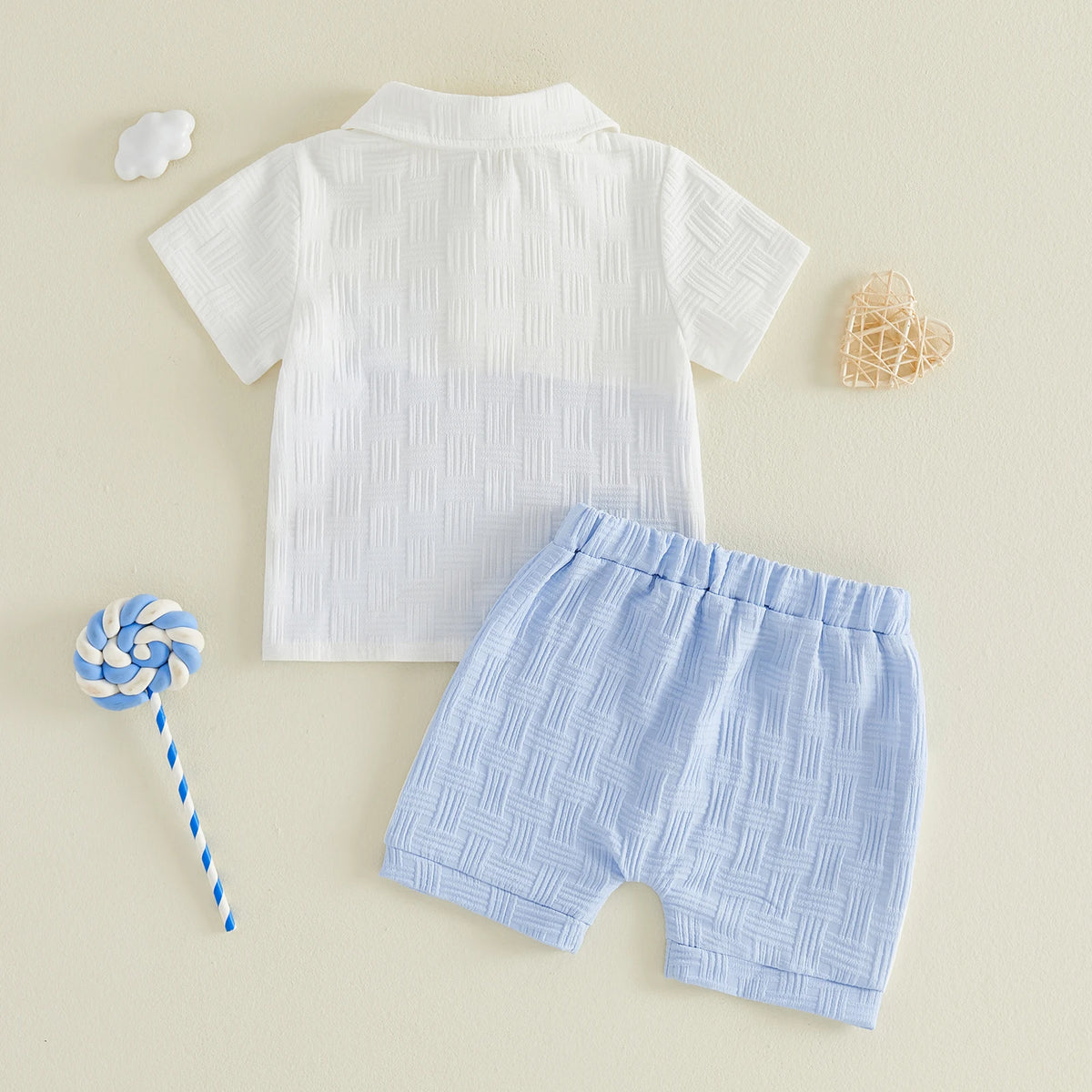0-4Y Baby Boys Summer Outfits Contrast Color Lapel Short Sleeves T-Shirt Elastic Shorts Set Casual Boys 2 Piece Clothes Set