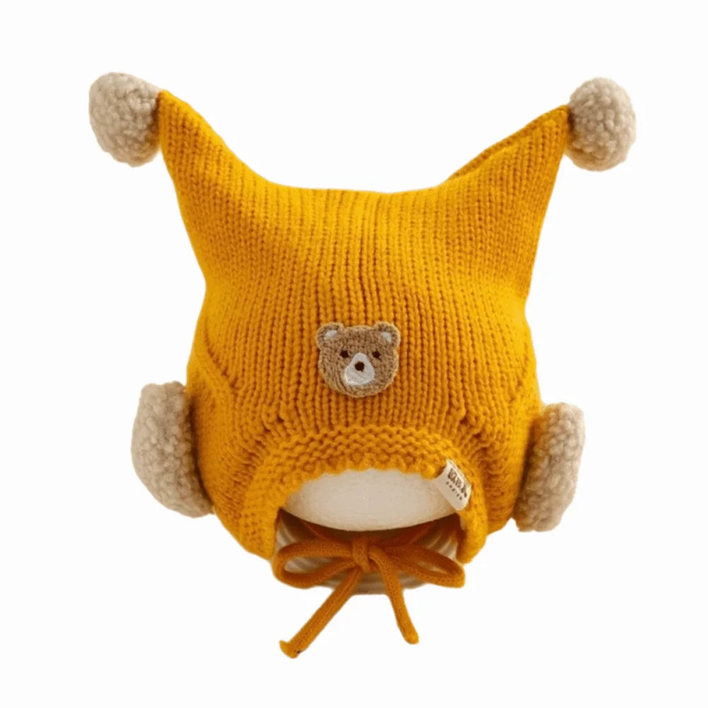 Cute Winter Baby Crochet Hat Breathable Cold-Resistant Toddler's Knitted Hat 6-24 Months Windproof Ear Protection Hat