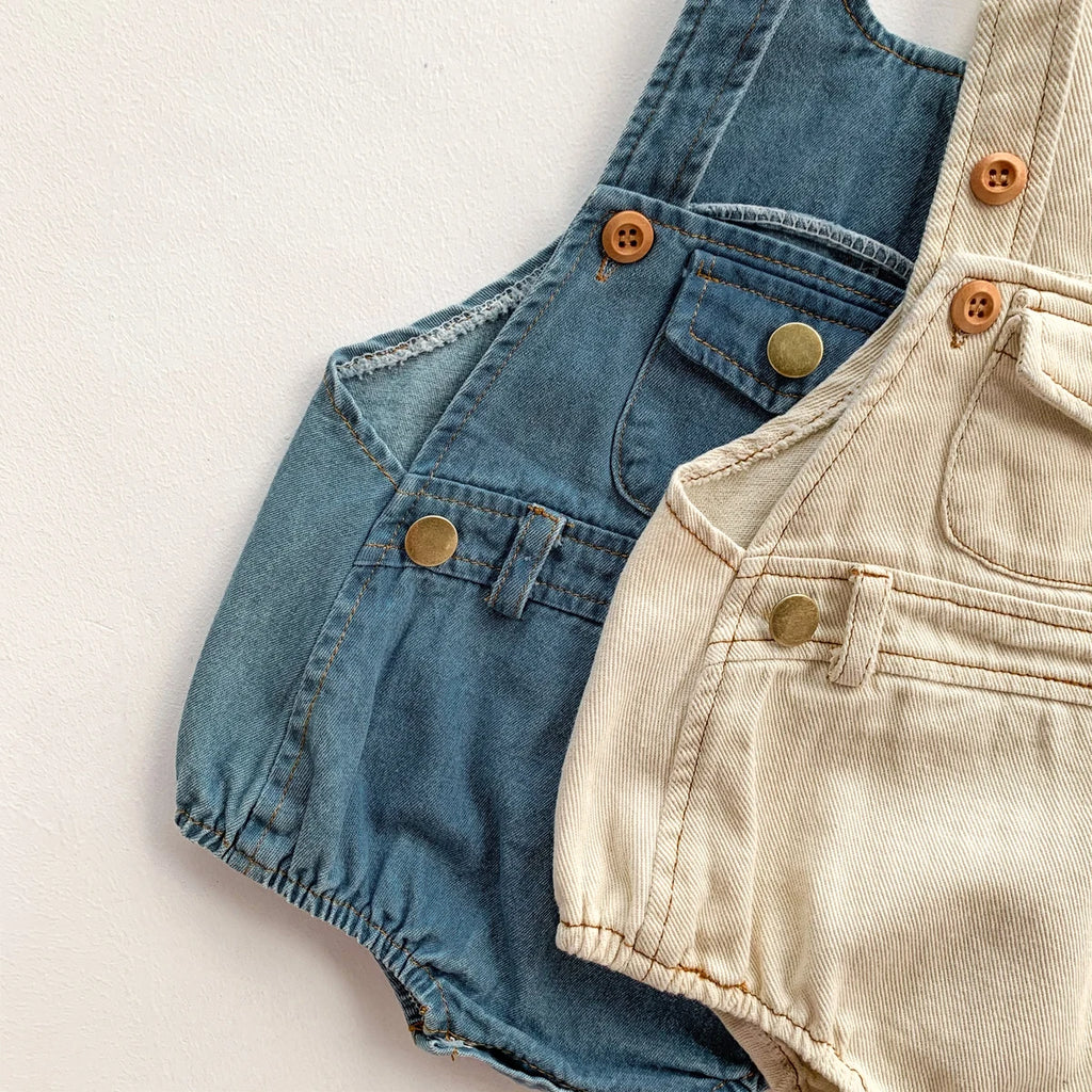 Baby Clothes Denim Sling Romper Infant Onesie Newborn One-piece 0-3 Years Old Complimentary Hat