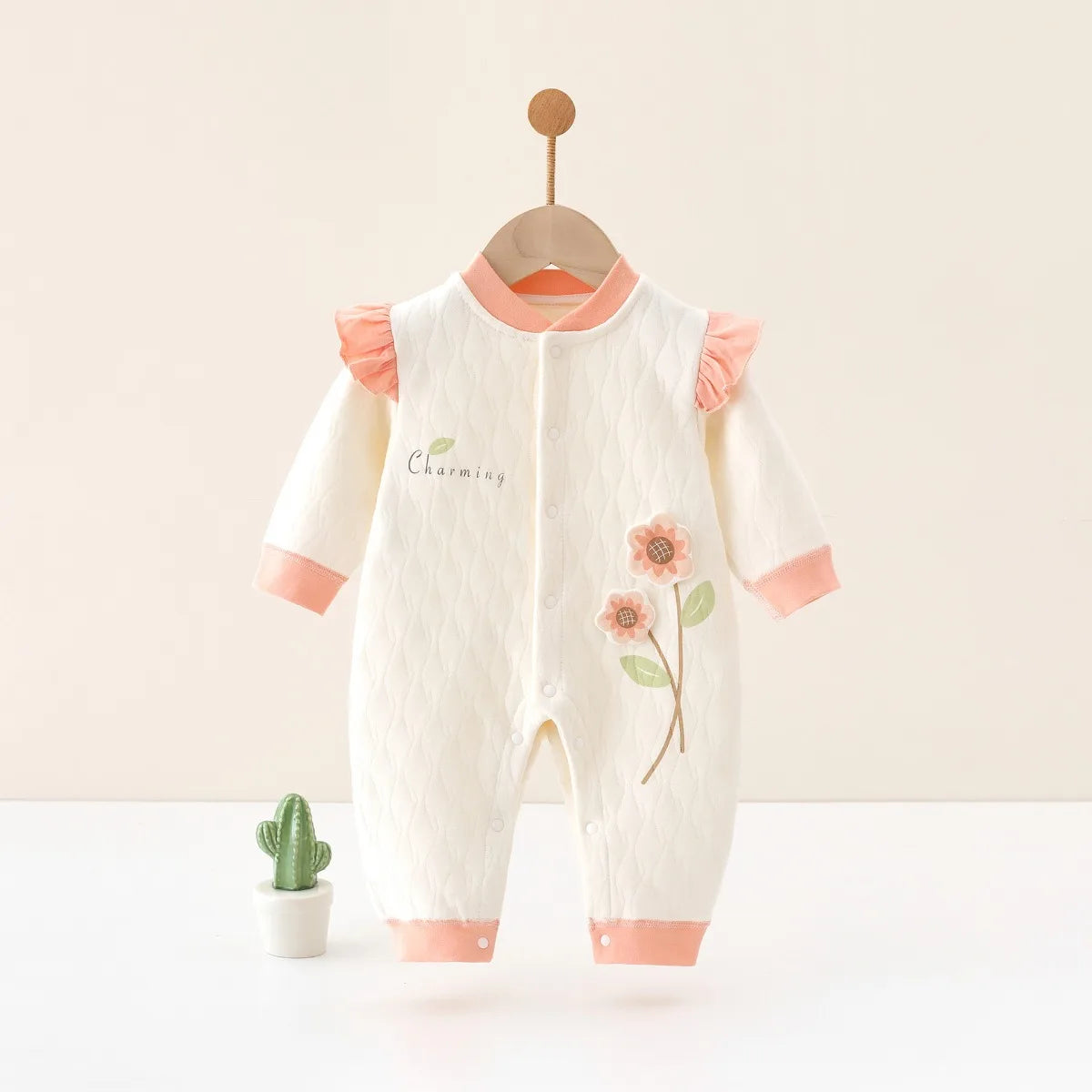 Baby Girl Cute Clothes Newborn Baby Warm Spring Autumn Outwear Jumpsuit Infant 0-18Months Soft Pure Cotton Casual Bodysuit