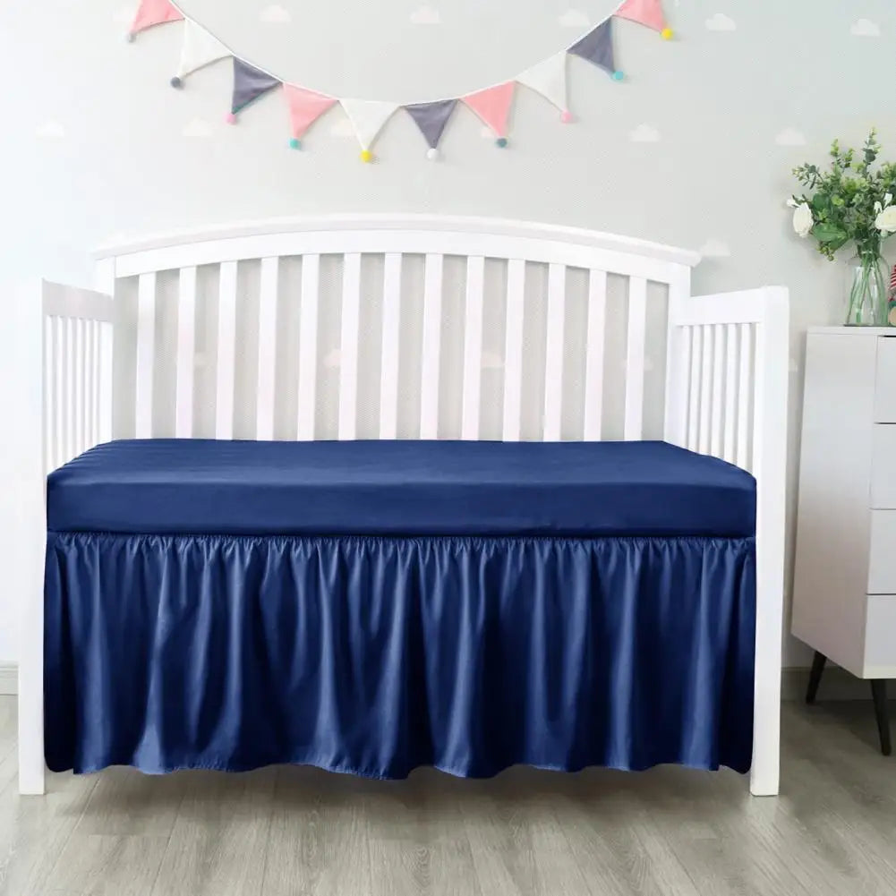 Nursery Decor Accessory Soft Elastic Baby Crib Bed Skirt for Bedroom Easy Installation Dust Cover Pleated Toddler for Boys