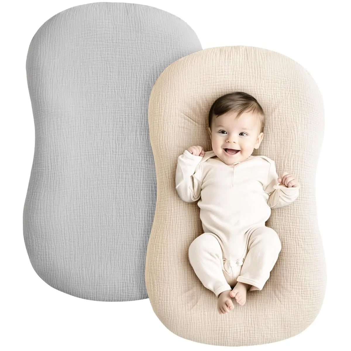 Baby Lounger Covers Muslin Soft and Breathable Slipcover for Snuggle Me Lounger Machine Washable &Zipper-Free for Safe Daily Use