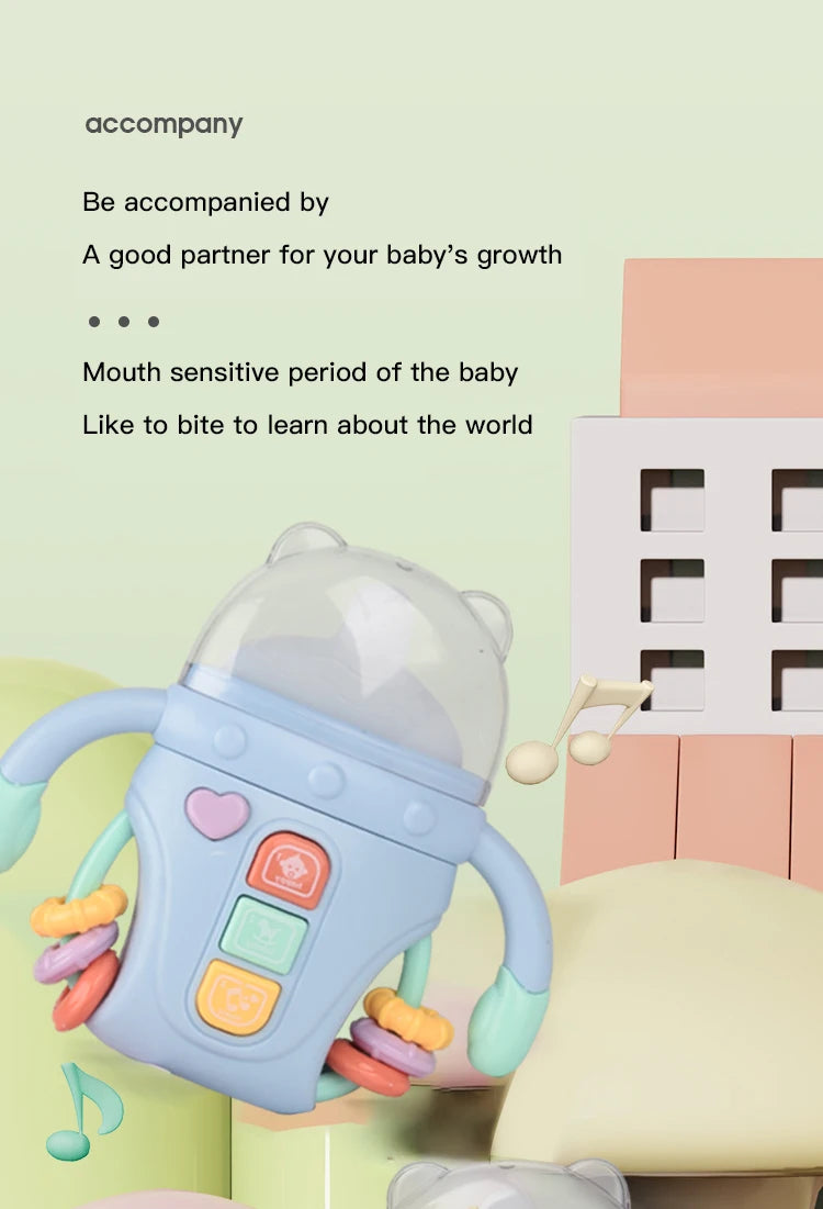 Baby Rattle Toy Musical Sensory Learning Toy with Music and Lights Pacifier Teething  for Toddlers Boys and Girls Gifts 0-24M