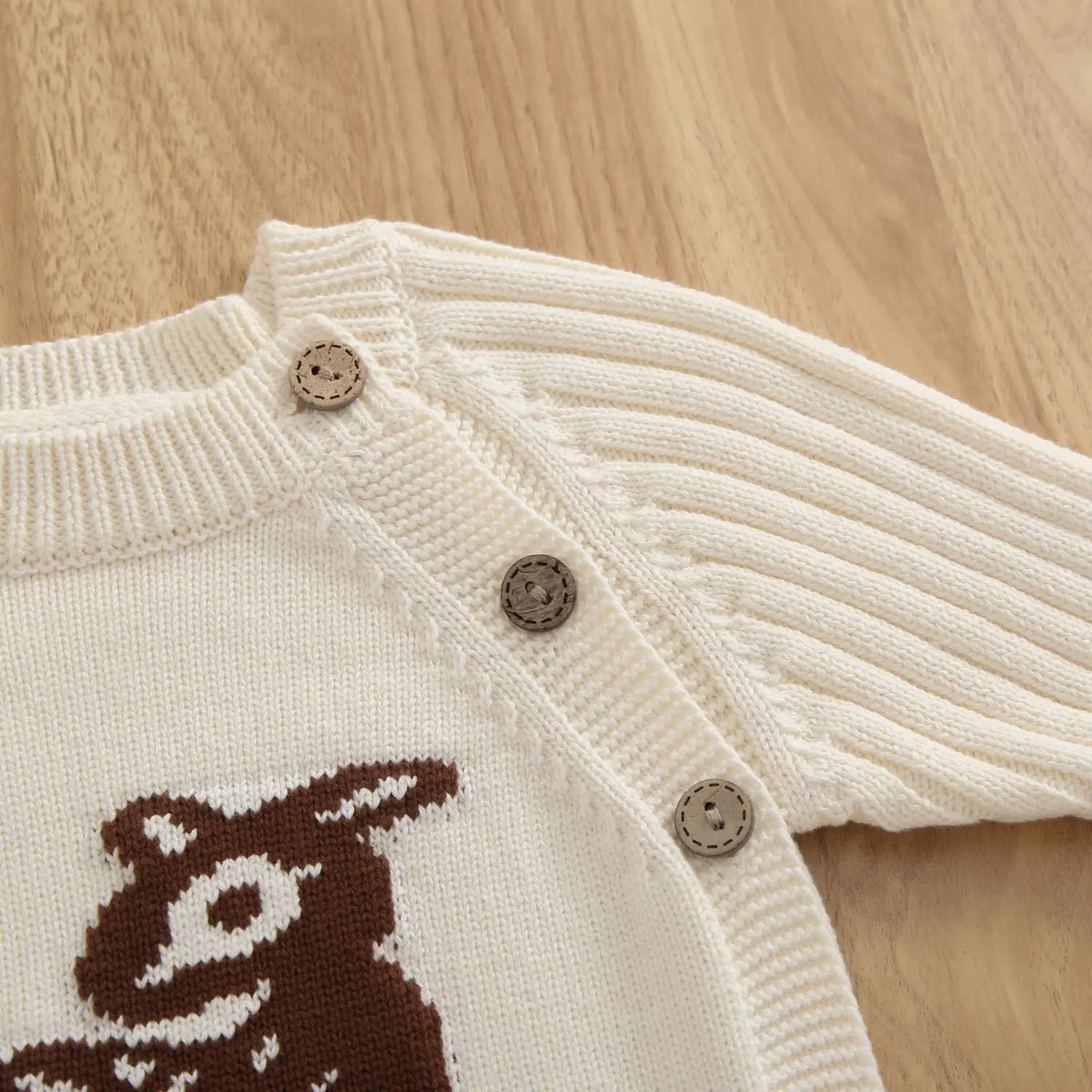 2026 Autumn Baby Clothes Cute Deer Print Infant Girls Knit Rompers Full Snap Button Infant Sweater Jumpsuit