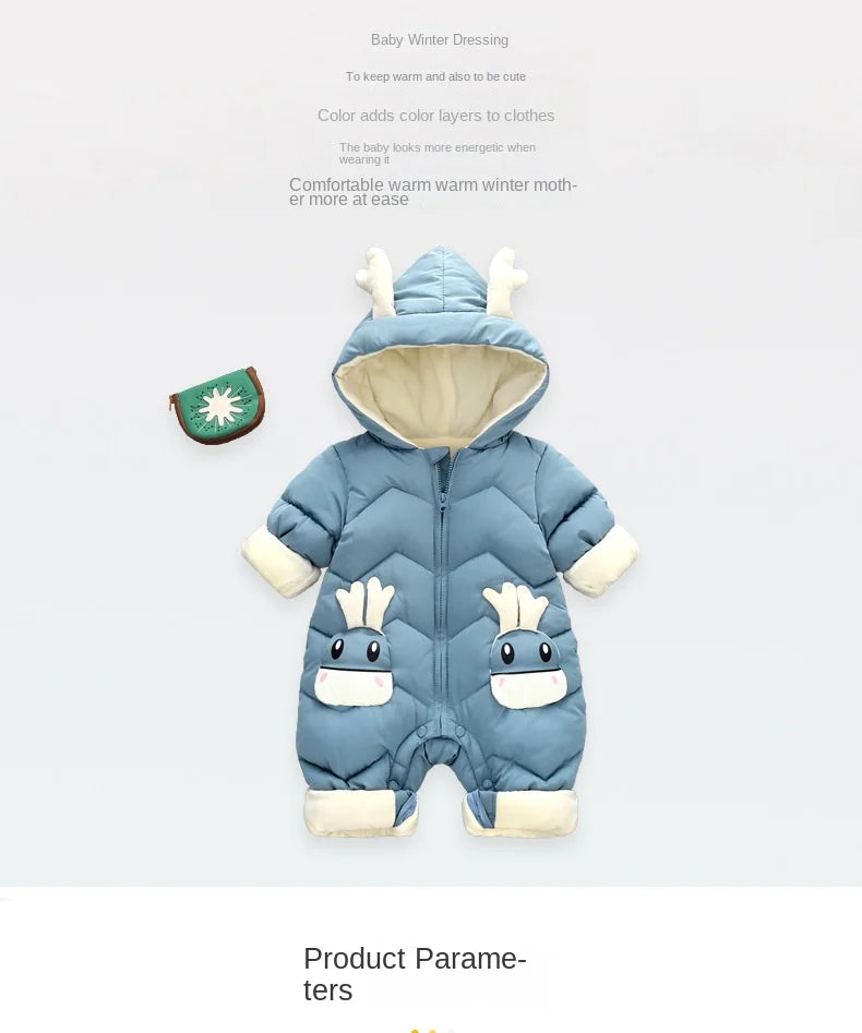 Newborn Clothes  Winter Cozy Winter Jumpsuit for Newborns, Warm Snug-Fit Romper with Hood, Soft Active Play Wear for Babies