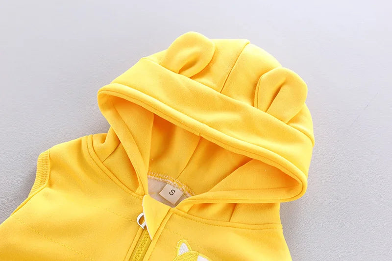 2023 Winter Baby Clothes Sets Autumn Cotton Thick Warm Suit Hooded Sweater Cartoon Cute Three-Piece Baby Girls Boy Fleece Outfit