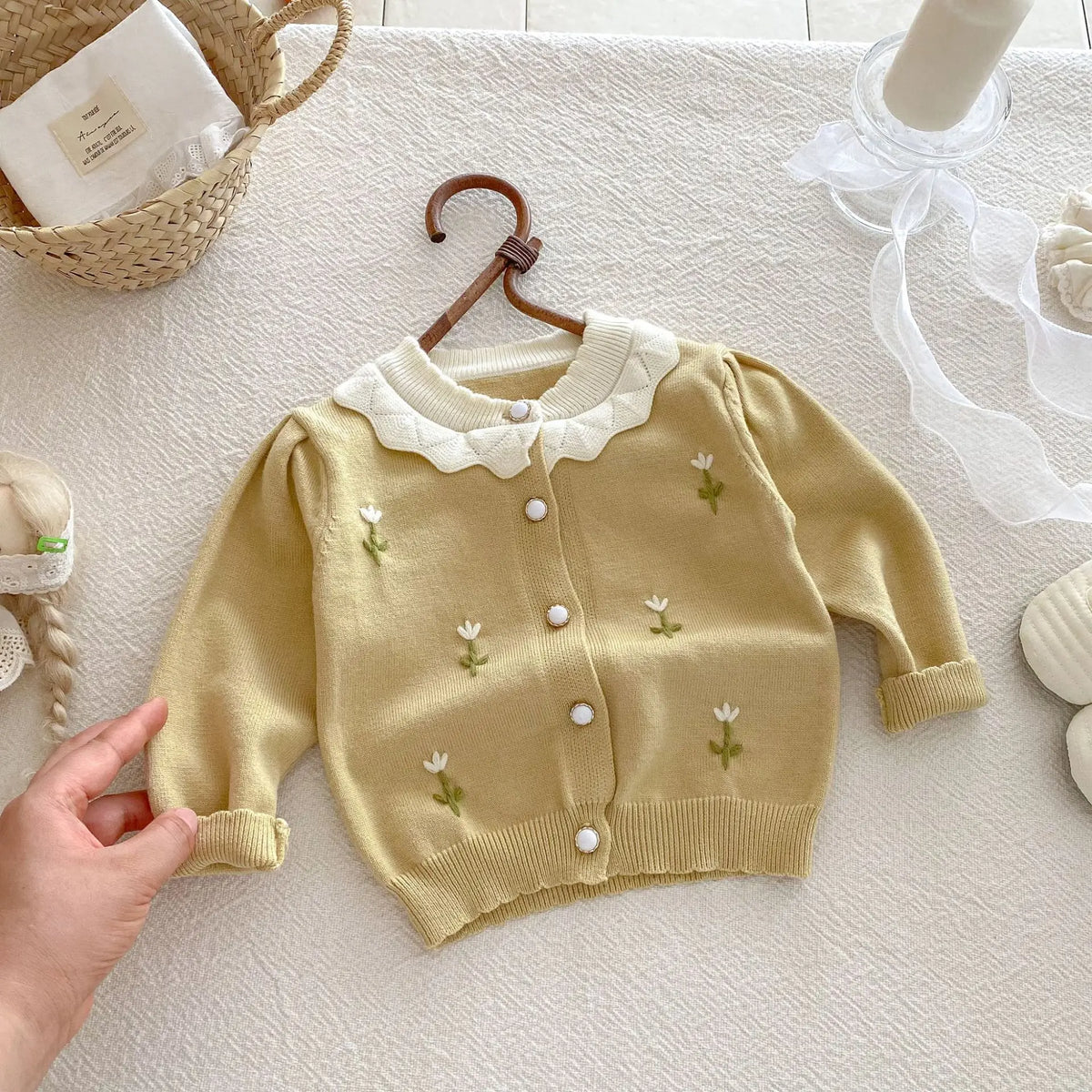 ZOETOPKID Autumn 0-3Yrs Children Clothes Infant Baby Girls Knitting Cute Embroidered Cardigan Newborn Baby Girls Sweater Coat