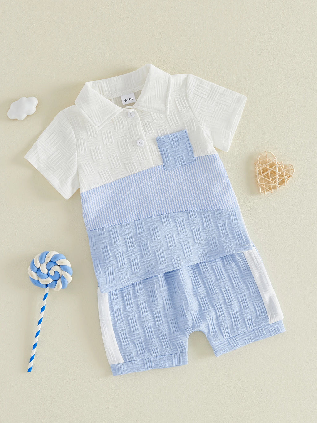 0-4Y Baby Boys Summer Outfits Contrast Color Lapel Short Sleeves T-Shirt Elastic Shorts Set Casual Boys 2 Piece Clothes Set