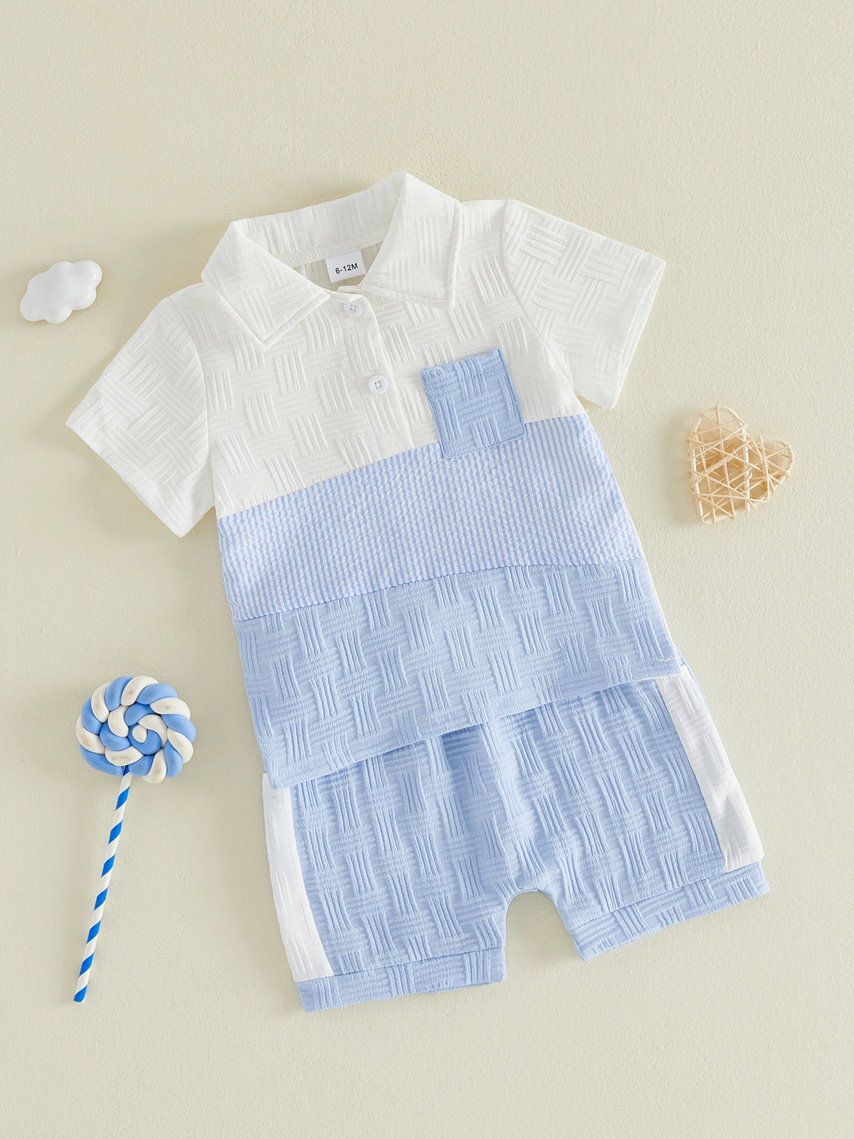 0-4Y Baby Boys Summer Outfits Contrast Color Lapel Short Sleeves T-Shirt Elastic Shorts Set Casual Boys 2 Piece Clothes Set