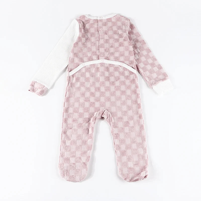 Baby romper kids clothes long sleeves colorblock footie baby overalls terry material boy/girl clothes for all season baby romper