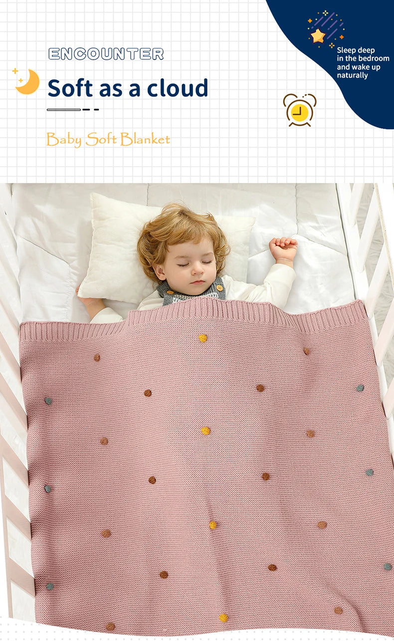 Baby Blanket Knit Stroller Swaddling 90*70CM Sleeping Sack Fashion Colored Dot Newborn Girls Bedding Quilt Boys Plaid Super Soft