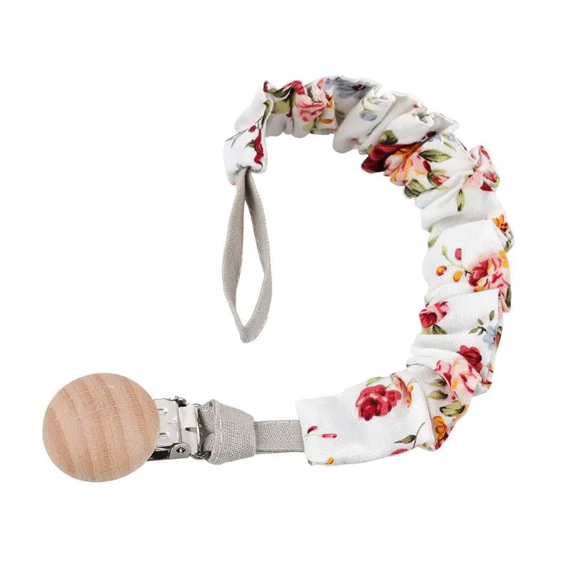 Baby Cotton Pacifier Chain Beech Wood Clip Infant Teething Toys Holder For Nipples Teether