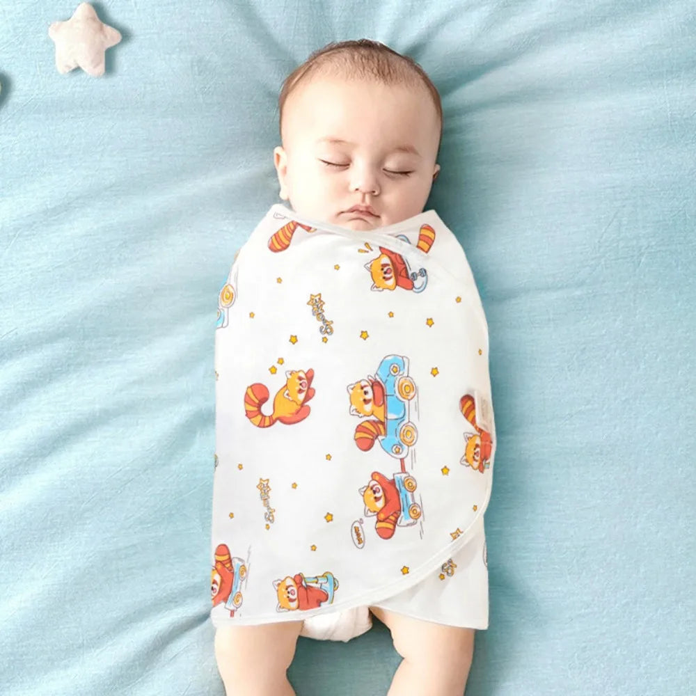Comfortable Anti-startle Baby Sleeping Bag Cotton Single Layer Baby Swaddle Blanket Cartoon Newborn Sleep Bag Wrap