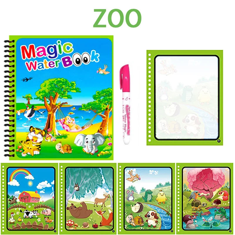 Montessori Toys Reusable Coloring Book Magic Water Painting Book Magic Book Children's Sensory Learning Early Education Toys