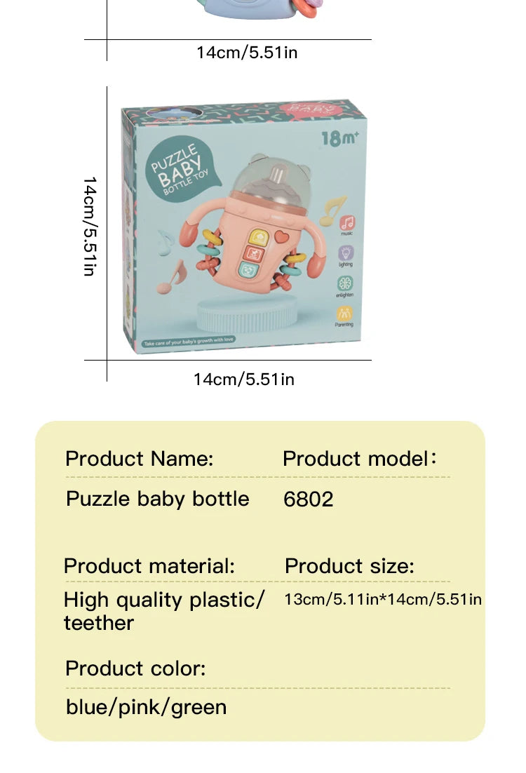 Baby Rattle Toy Musical Sensory Learning Toy with Music and Lights Pacifier Teething  for Toddlers Boys and Girls Gifts 0-24M
