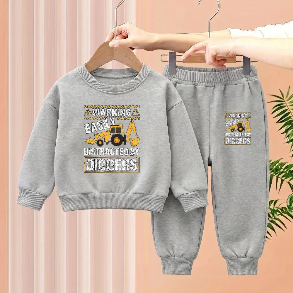 2026(1-8 Years Old) Boys Fashion Tracksuits Kids O Neck Hoodies Long Pants Two Piece Sets Autumn Child Sport Clothes Suit New