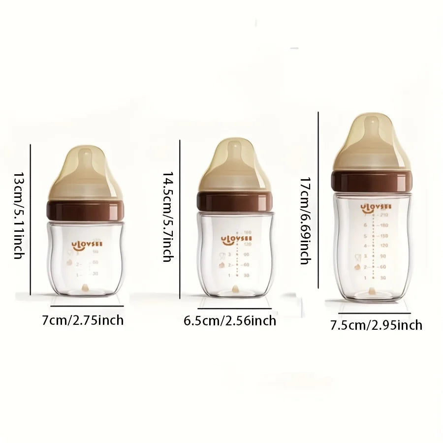 4oz,8oz High Borosilicate Glass Baby Bottle,Nipple,Wide-Neck Feeding Bottle with Bottom Air Balance Hole/Valve,Glass Milk Bottle