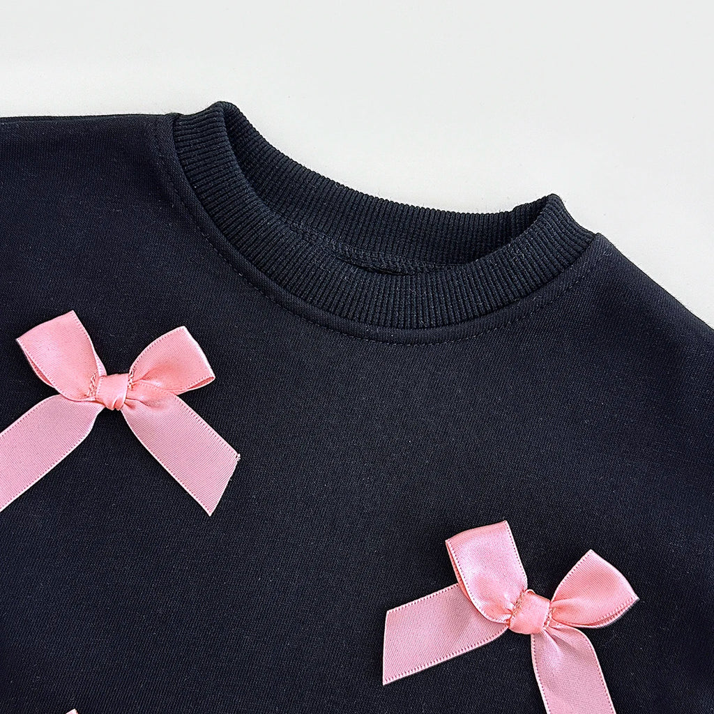 Ins Toddler Baby Suit Infant Outfit Baby Girls Spring Autumn Long Sleeved Bow Top Pullover+Pants Newborn Baby Clothes Sets 0-3Y