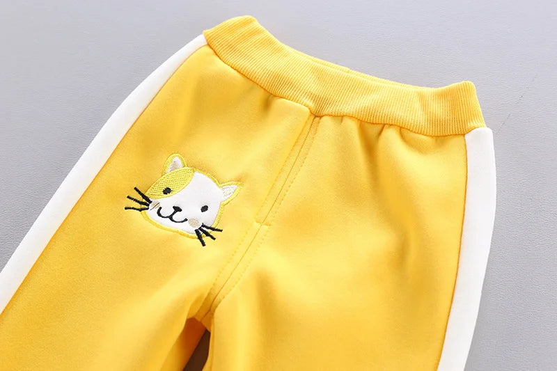 2023 Winter Baby Clothes Sets Autumn Cotton Thick Warm Suit Hooded Sweater Cartoon Cute Three-Piece Baby Girls Boy Fleece Outfit