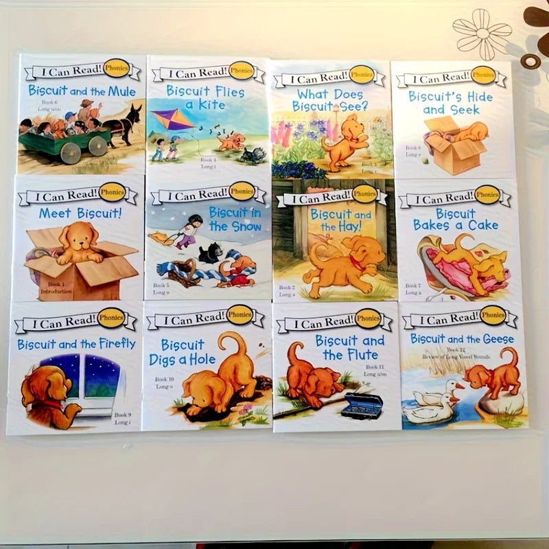 Phonics Readers 12-Book Set,Biscuit The Dog Children's Books for Early Learning, English Beginner Reading Collection,Sekx Tablet