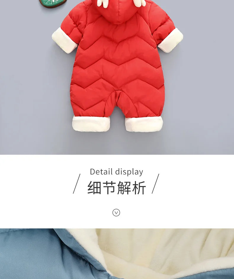 Newborn Clothes  Winter Cozy Winter Jumpsuit for Newborns, Warm Snug-Fit Romper with Hood, Soft Active Play Wear for Babies