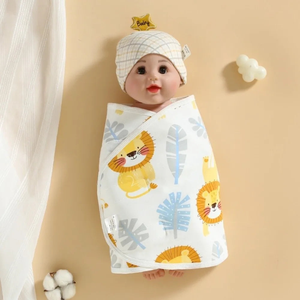 Comfortable Anti-startle Baby Sleeping Bag Cotton Single Layer Baby Swaddle Blanket Cartoon Newborn Sleep Bag Wrap