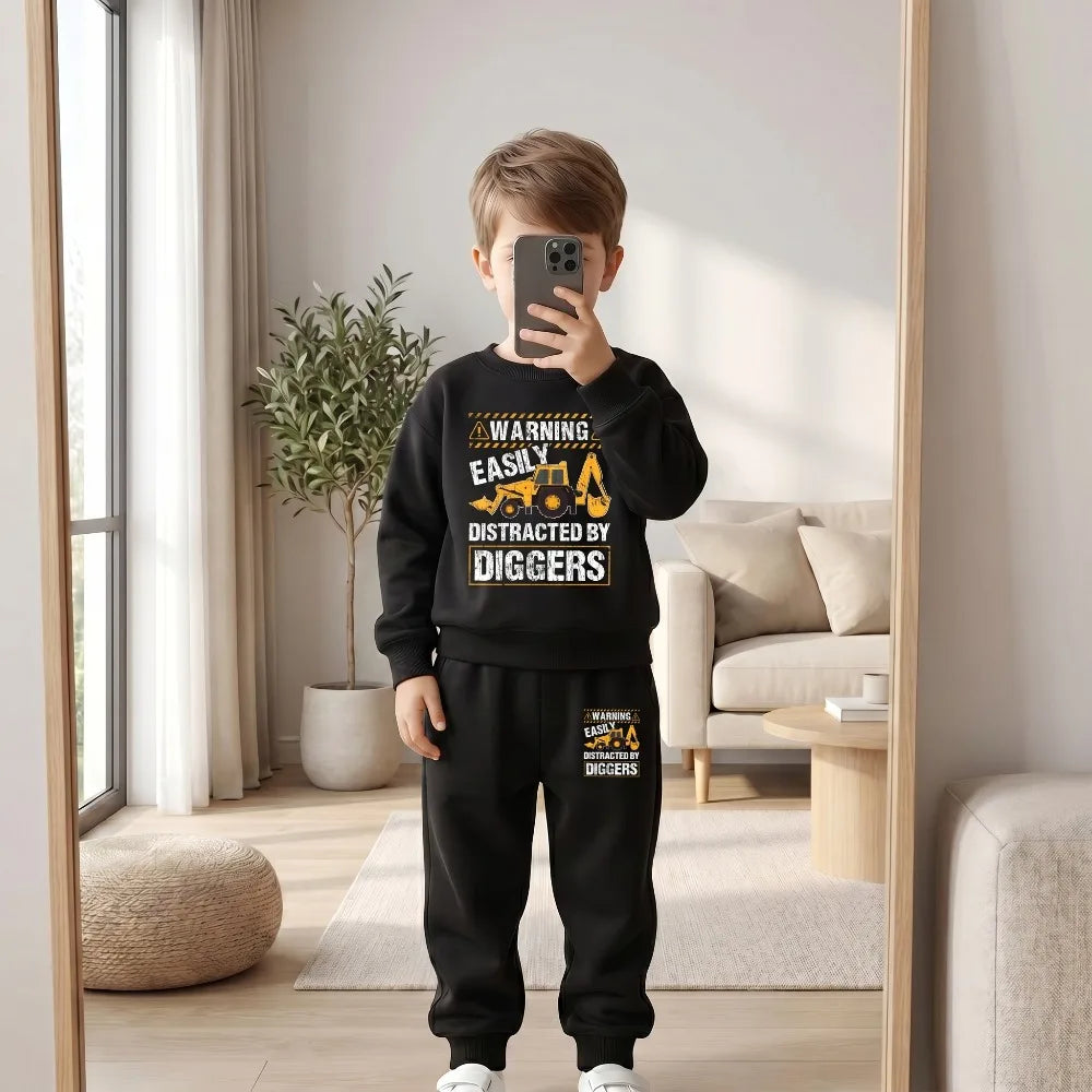 2026(1-8 Years Old) Boys Fashion Tracksuits Kids O Neck Hoodies Long Pants Two Piece Sets Autumn Child Sport Clothes Suit New