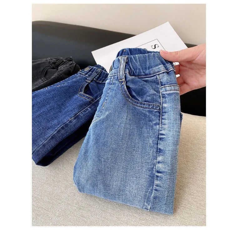 2026 Kids Boys Jeans BELLBELL Autumn 1-6Yrs Baby Boys Solid Denim Pant Winter Integrated Warm Toddler Infant Boys Trousers