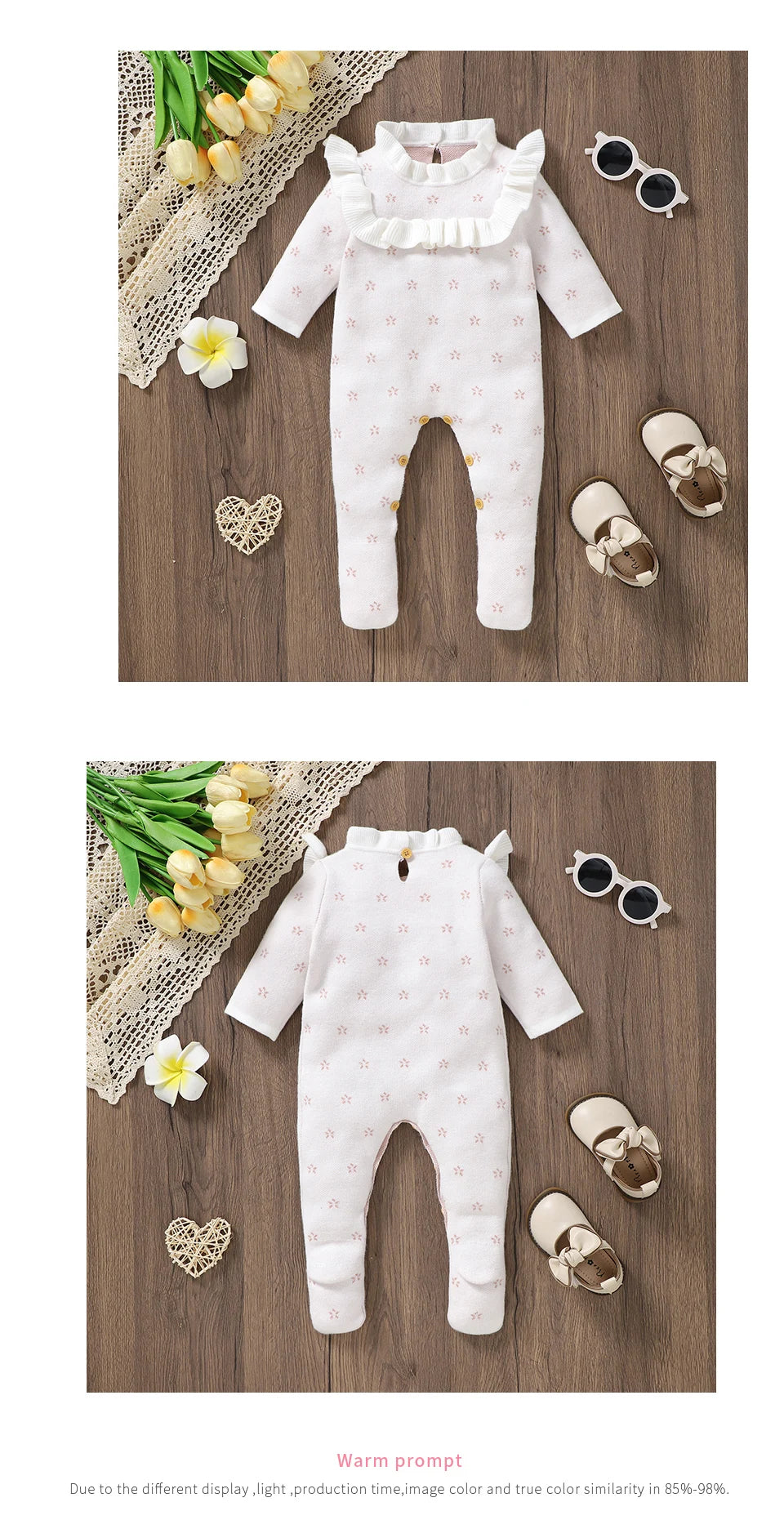 0-18m Winter Baby Clothes Autumn White Casual Outerwear Newborn Infant Boys Girls Long Sleeve Rompers Jumpsuits Children Outfits