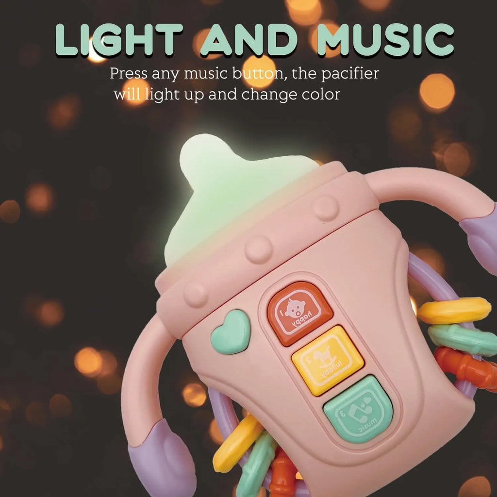Baby Rattle Toy Musical Sensory Learning Toy with Music and Lights Pacifier Teething  for Toddlers Boys and Girls Gifts 0-24M
