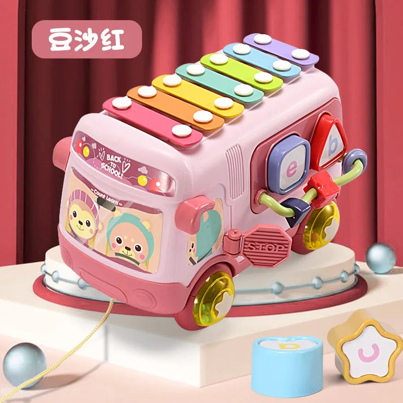 Montessori Educational Toys Baby Musical Bus Toys Educational Musical Learning Toddler for Baby Toddler Activity Bus Toys