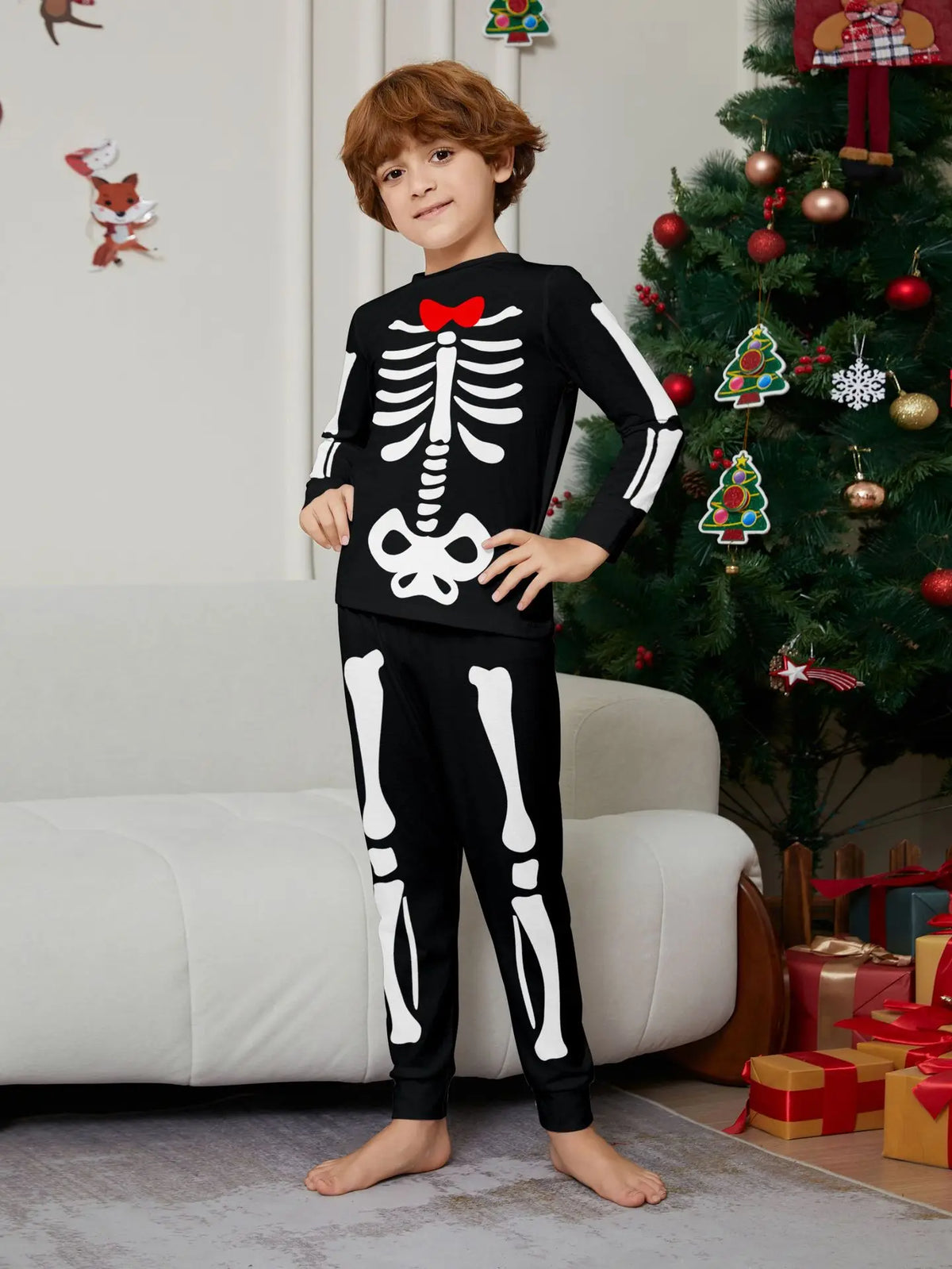 Halloween parent-child home costume European and American skull bone adult children and baby horror prank costume pajama set