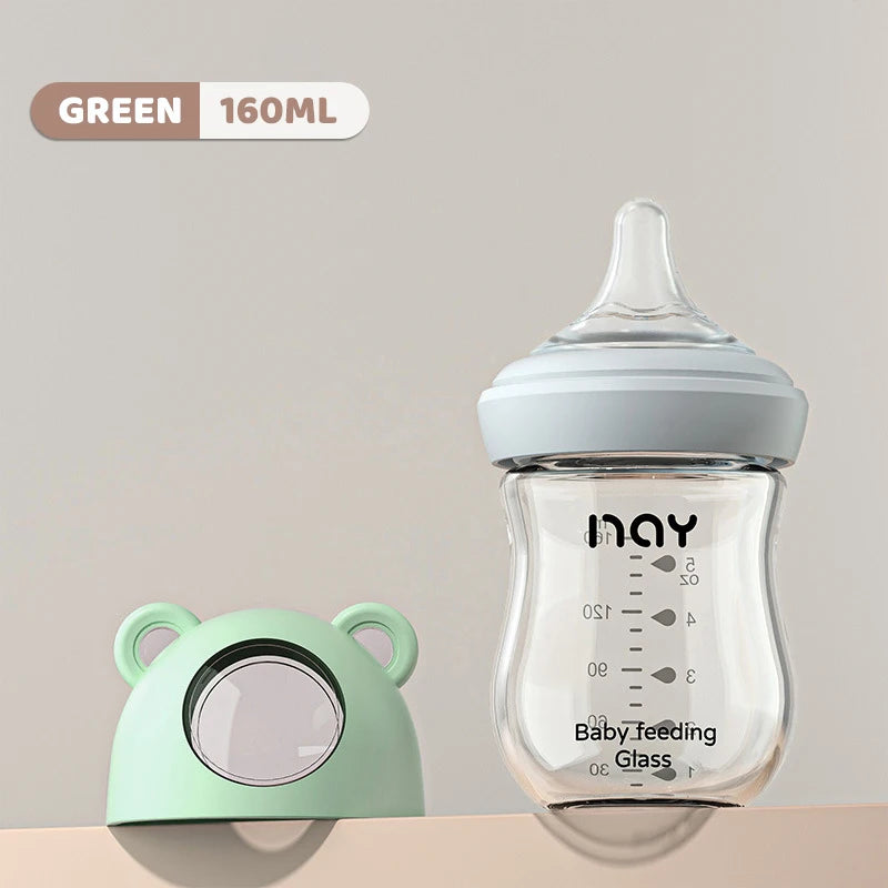 160ML/ 240ml Glass Milk Bottle for Newborn Babies Feeding Bottle Anti-Choke Baby Bottle Infant BPA Free 0-1Y