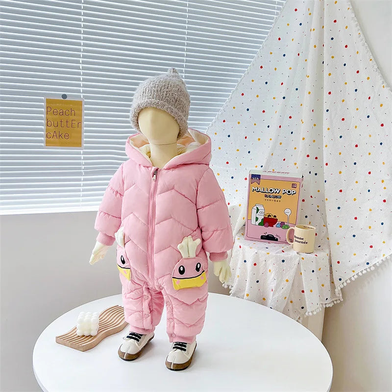 Newborn Clothes  Winter Cozy Winter Jumpsuit for Newborns, Warm Snug-Fit Romper with Hood, Soft Active Play Wear for Babies