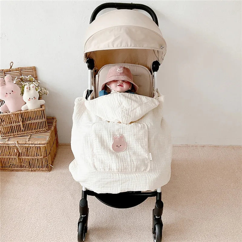 Baby Carrier Cover Muslin Hooded Mosquito Protection Blanket for Hip Seat Stroller Lightweight Breathable Infant Cape 80*100cm
