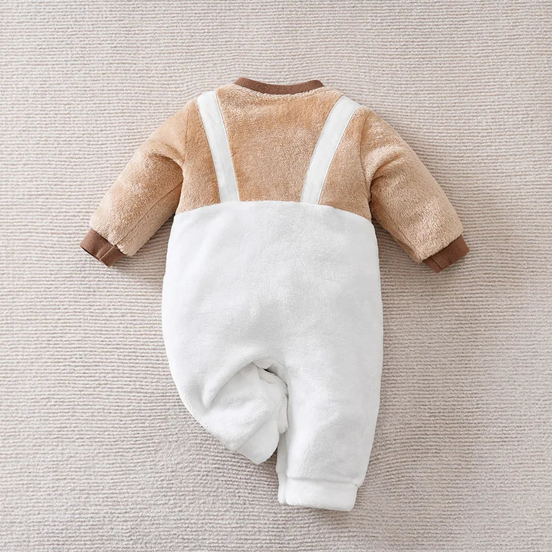 Baby Flannel Jumpsuit Winter Thick Warm Clothes Baby Cartoon Outdoor Clothes Cold Proof Snow Clothes