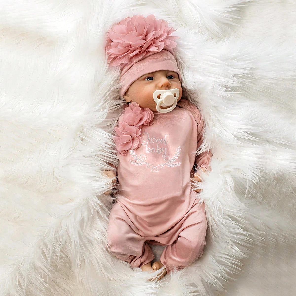 2pcs Newborn Rompers Spring Autumn Baby Girl Clothes Floral Cotton Blend Jumpsuit Overall + Hat Suit for 0-6 months
