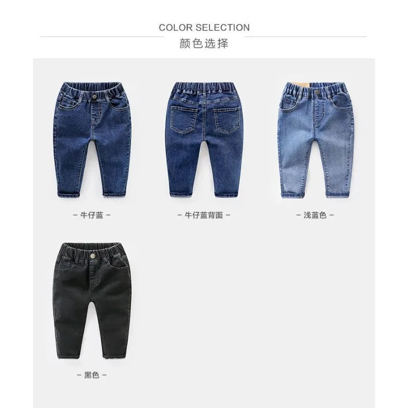 2026 Kids Boys Jeans BELLBELL Autumn 1-6Yrs Baby Boys Solid Denim Pant Winter Integrated Warm Toddler Infant Boys Trousers
