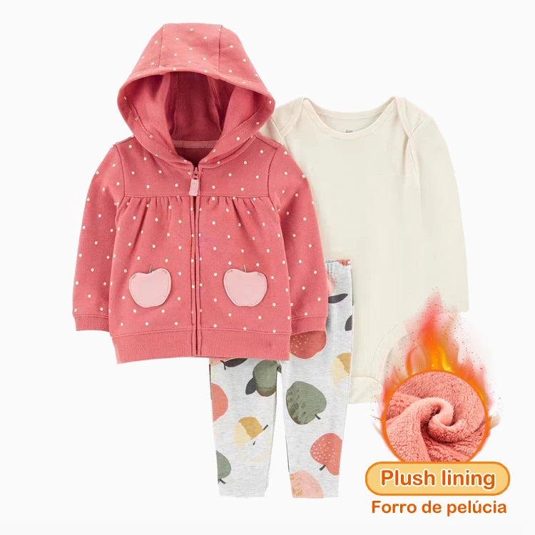 3pcs Baby Clothes Set for Newborns Toddler Girl Boy Clothes Hooded Jacket Trousers + Bodysuits 3pcs Child Sets Infant Outfits