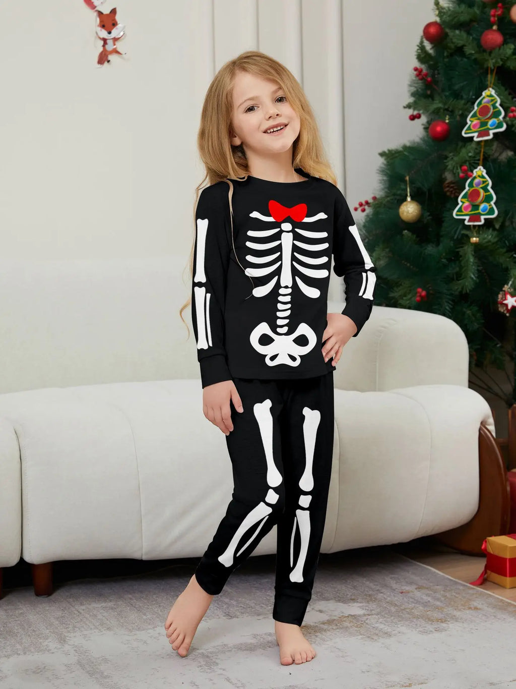Halloween parent-child home costume European and American skull bone adult children and baby horror prank costume pajama set