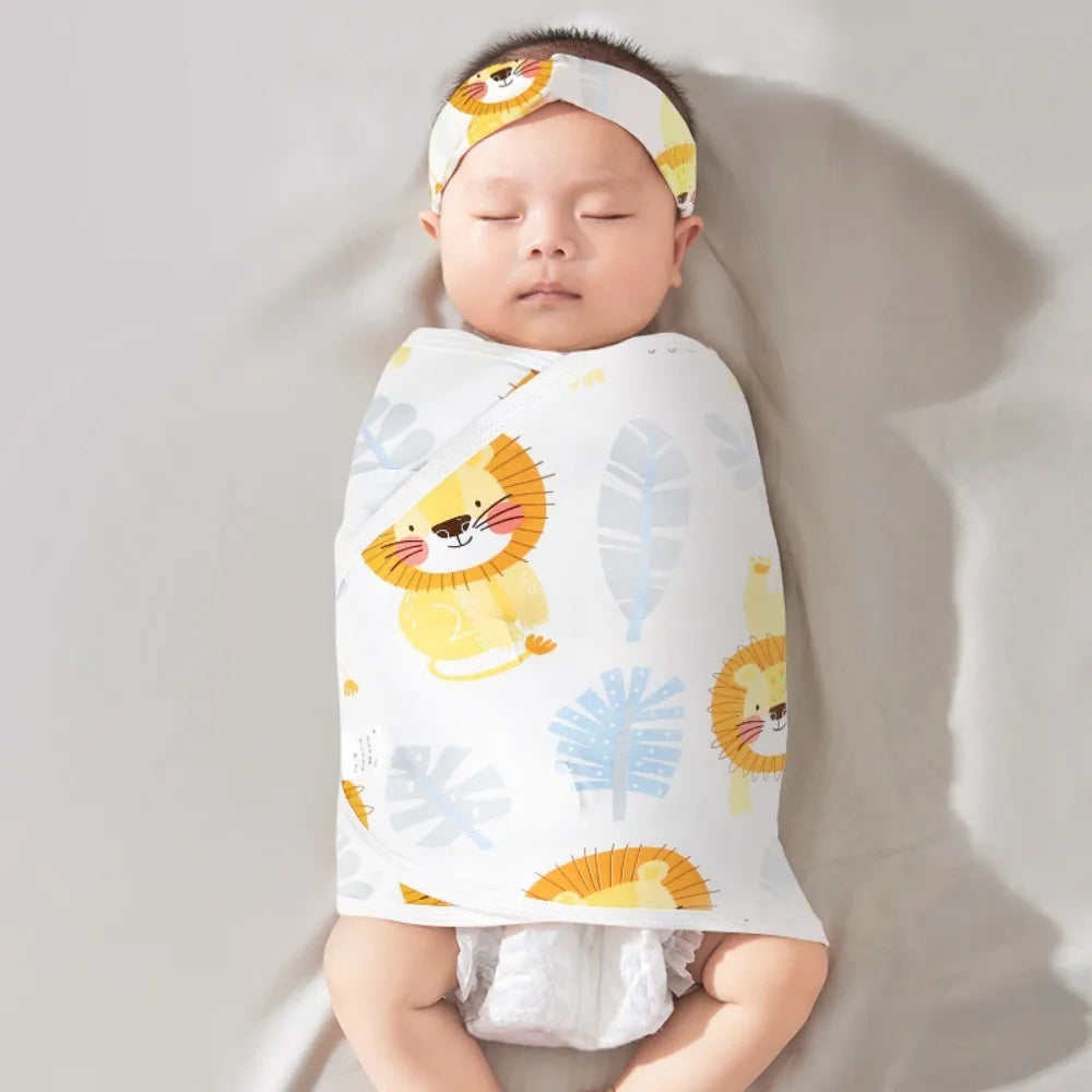 Comfortable Anti-startle Baby Sleeping Bag Cotton Single Layer Baby Swaddle Blanket Cartoon Newborn Sleep Bag Wrap