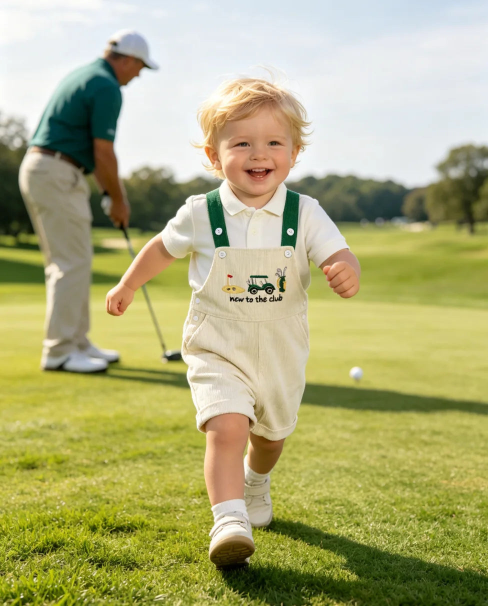 0-4Y Toddler Baby Boys Girls Golf Overalls Shorts Corduroy Embroidery Sling Short Pants Kids Summer Casual Outfit