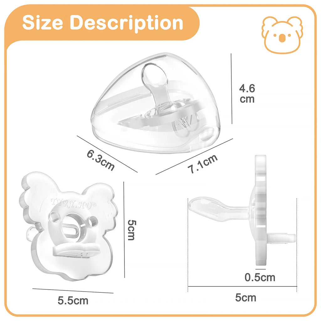 TYRY.HU 2PCS Koala Silicone Baby Pacifier Food Grade Newborn Soother Solid Color Silicone Nipple Dummies for Bebe