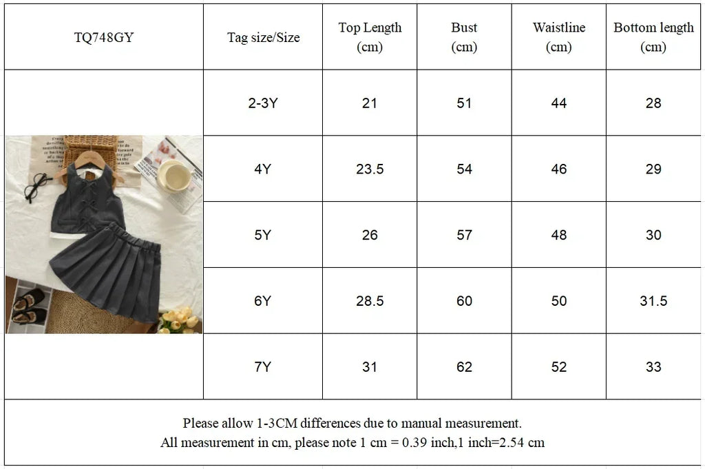 3-7 Year Old Fashionable Street Style Hanging Neck Gray Girls' Clothing Summer New Bow Sleeveless Backless Top + Pleated Skirt