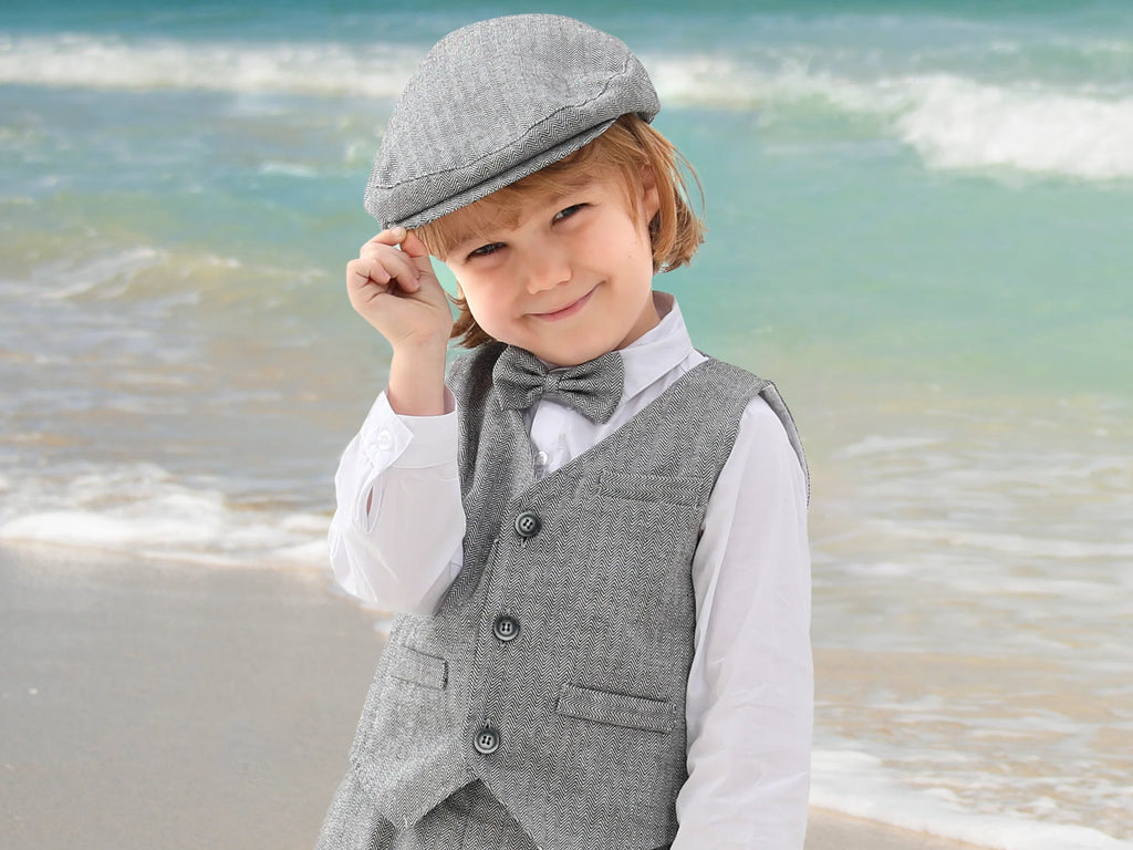Baby Boy Hat Toddler Golf Cap Newborn Baptism Herringbone Flag Headgear Kids Gentleman Wedding Cotton Soft Lining Accessories